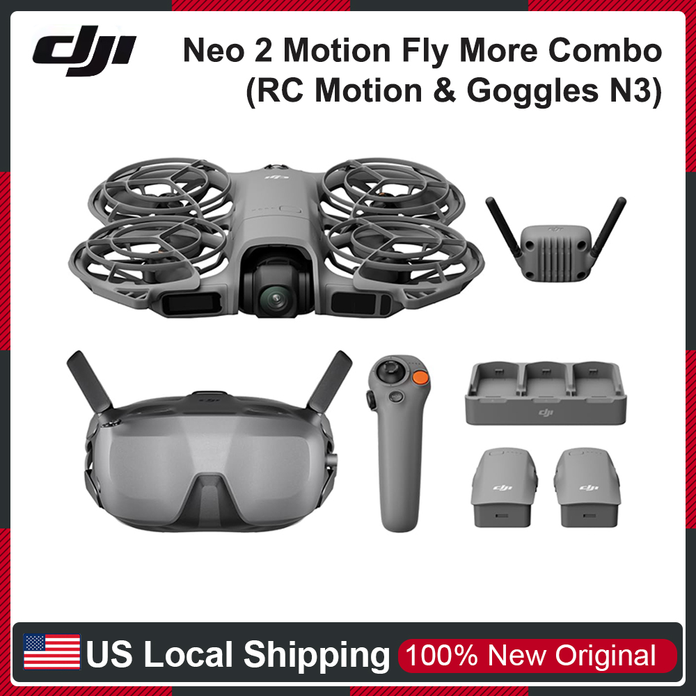 Drone Surveying - DJI Neo 2 モーションフライモアコンボ：RCモーション3とゴーグルN3を搭載したドローン。DJI製カメラドローン。デジタルトランシーバーによる安定した伝送。FPV（一人称視点）飛行ドローン。4Kプロフェッショナルモデル。初心者向け。3つのバッテリー付属。